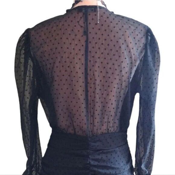 Nasty Gal Black Mesh Quit Ruchin' Spotty Mini Dress Large NWOT - Picture 14 of 16